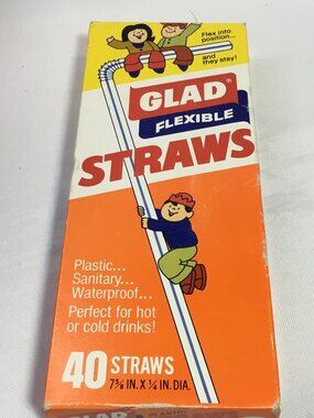 Vintage 1999 GLAD FLEXIBLE STRAWS, 40 per pack/NEW/SEALED
